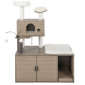 Multi-Level Condo Tower with Plush Perch, and Litter Box Enclosure - Cat