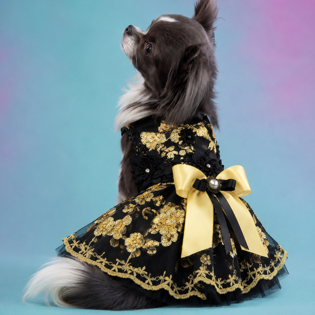 Luxurious Floral Sequin Tutu Dress - Dog - (XS-XL) and Customizable - (While Supplies Last)