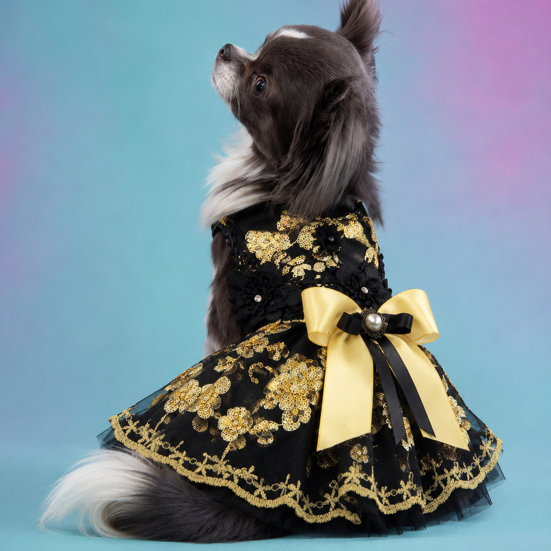 Luxurious Floral Sequin Tutu Dress - Dog - (XS-XL) and Customizable - (While Supplies Last)