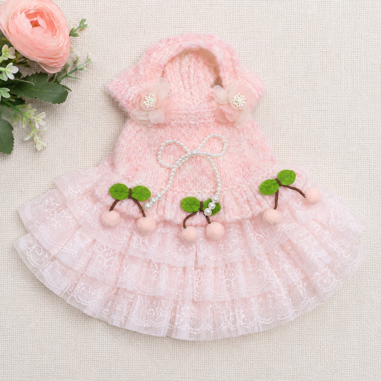 Adorable Sweater and Tulle Dress - Dog - (Cherry Pink) - (XS-XL) - (While Supplies Last)