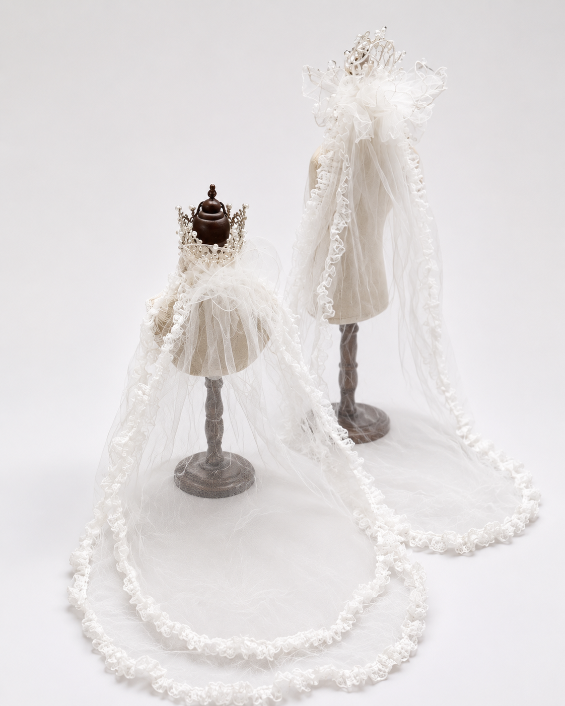 2-pc Set - Luxury Bridal Veil with Pearl Tiara Crown - Dog Cat - (S, L) - (White) - (While Supplies Last)
