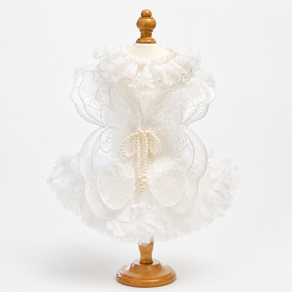 Luxury White Angel Pearly Butterfly Tutu Wedding Dress - Dog - (XS-XL) - (White) - (While Supplies Last)