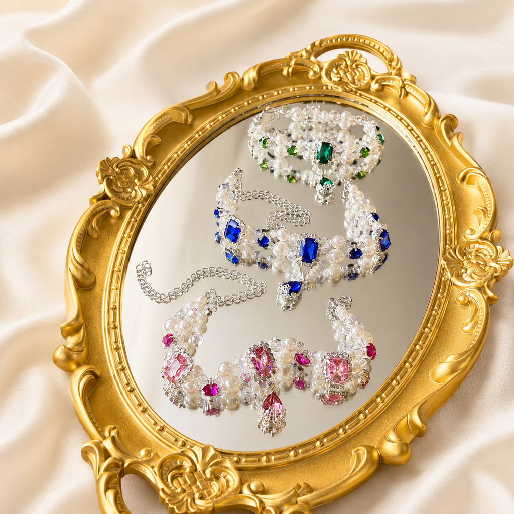 Pearl Rhinestone Necklace - (One Size) - Small Princess Dog - (While Supplies Last)