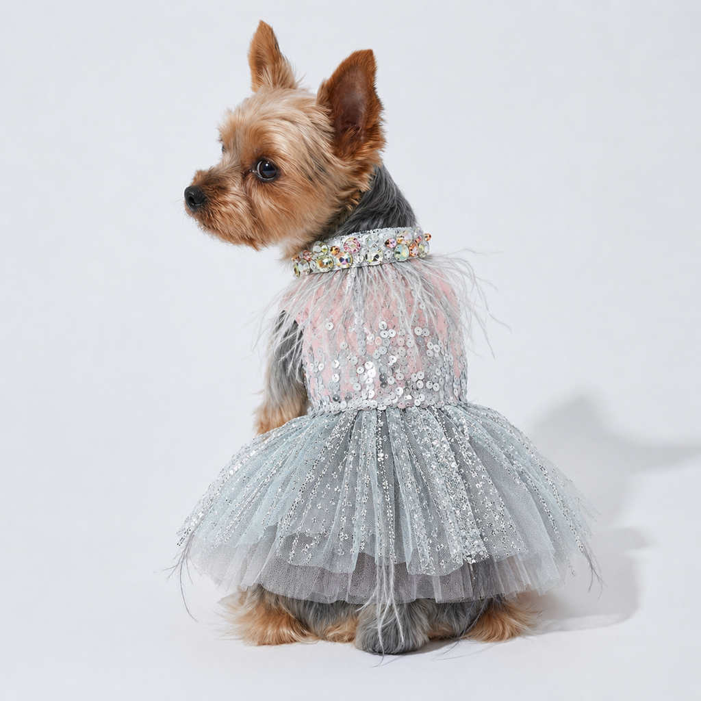Elegant Sparkling Gemstone Collared Princess Dress - Dog - (XS-XL) and Customizable - (3 Color Options) - (While Supplies Last)