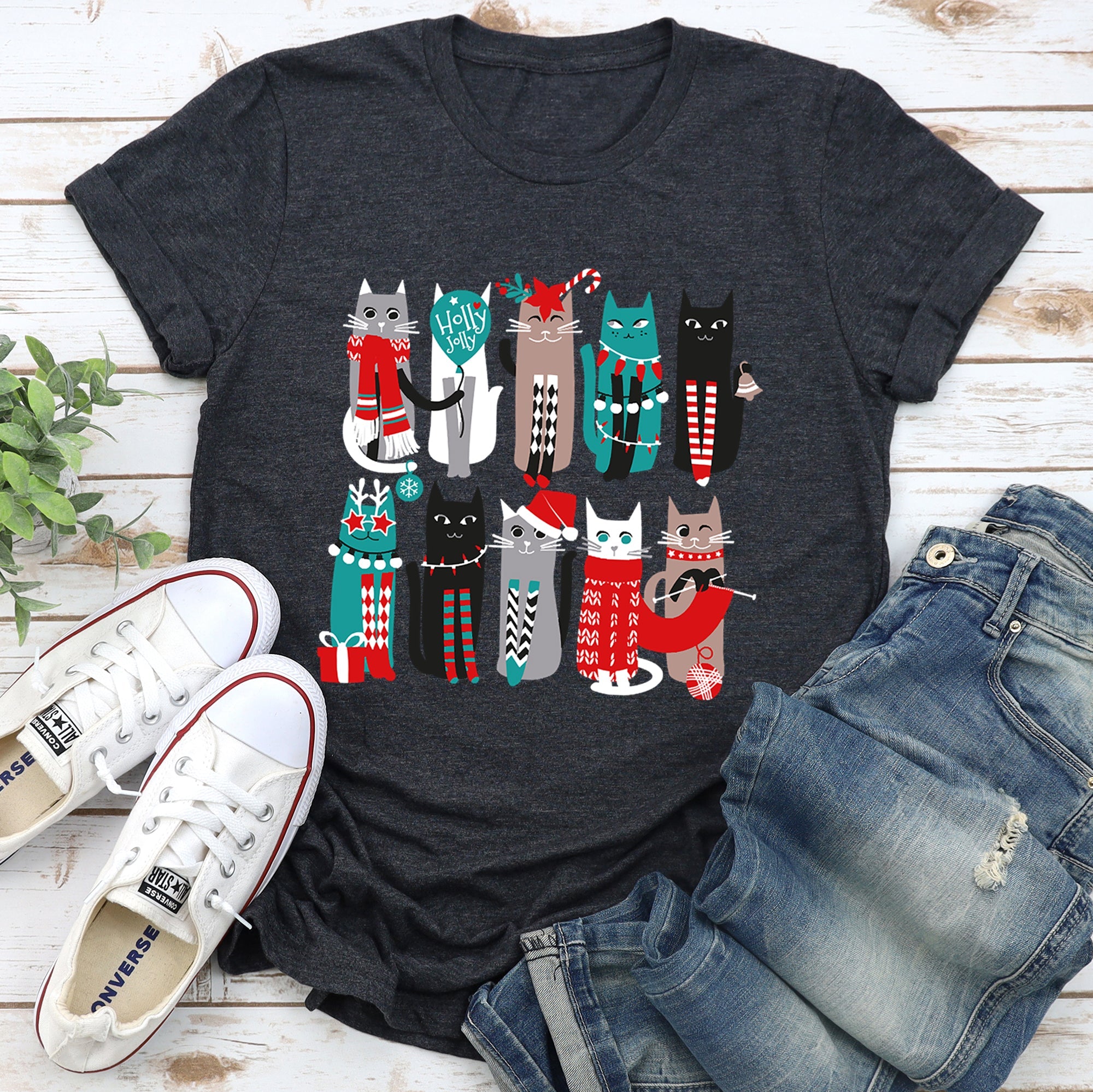 Christmas Cats Tee - (6 Color Options) - (Sm - 2X) - Unisex