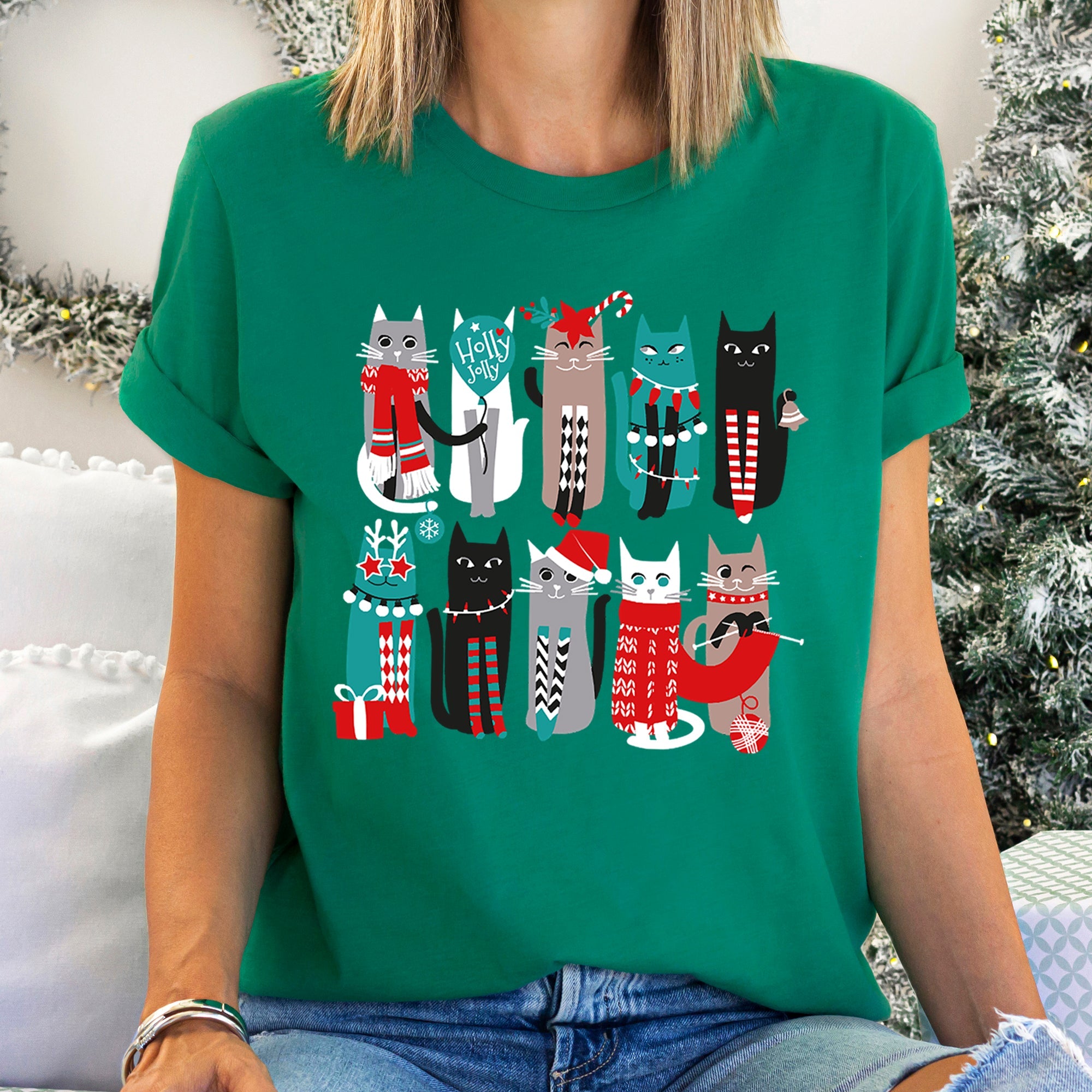 Christmas Cats Tee - (6 Color Options) - (Sm - 2X) - Unisex