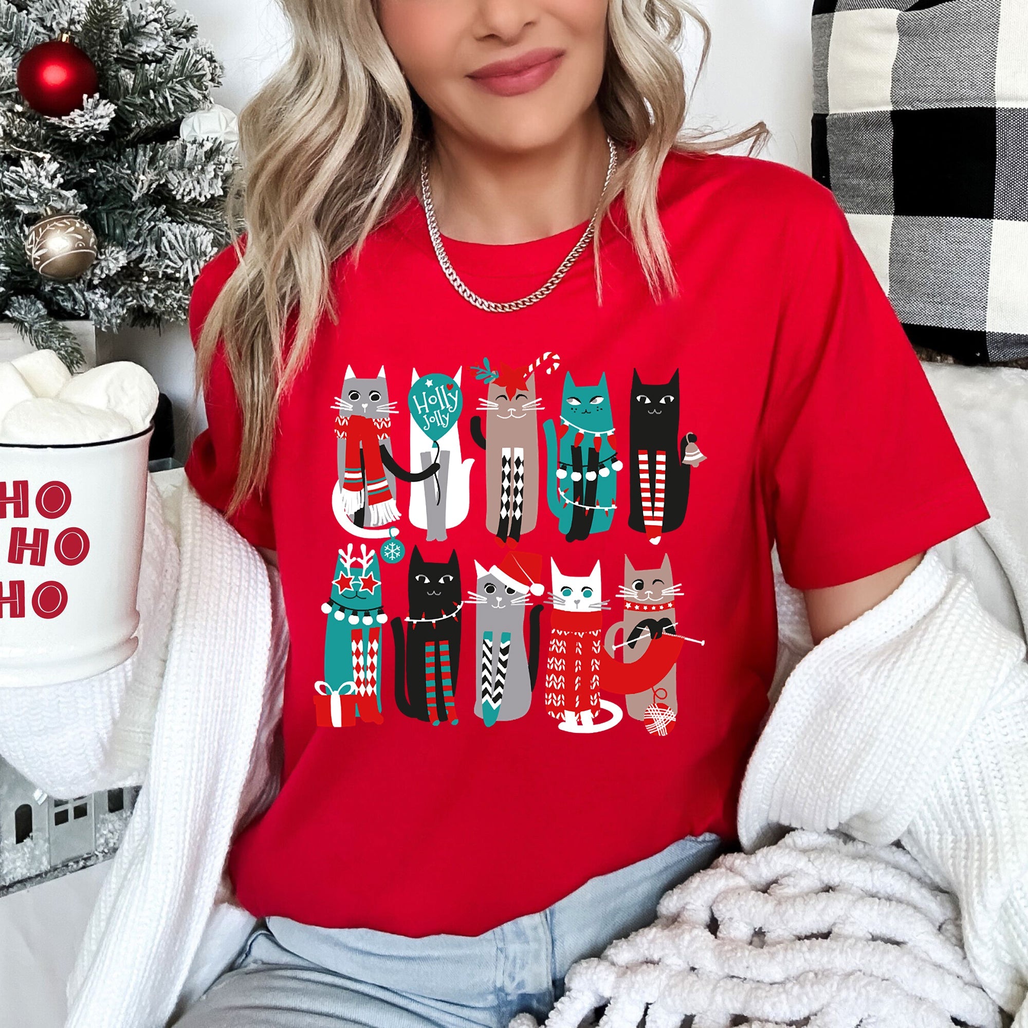 Christmas Cats Tee - (6 Color Options) - (Sm - 2X) - Unisex