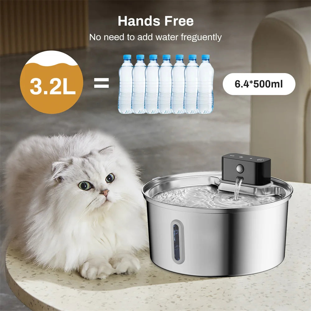 Automatic Intelligent Wireless Water Dispenser - Dog Cat - (Stainless Steel)