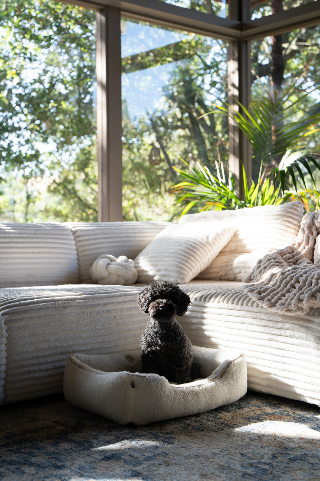 Cozy Faux Fur Sleeper Bed  - Dog  - (Grey) - (Chester & Lee) - (S-2XL) - (Beige & Gray) - (While Supplies Last)