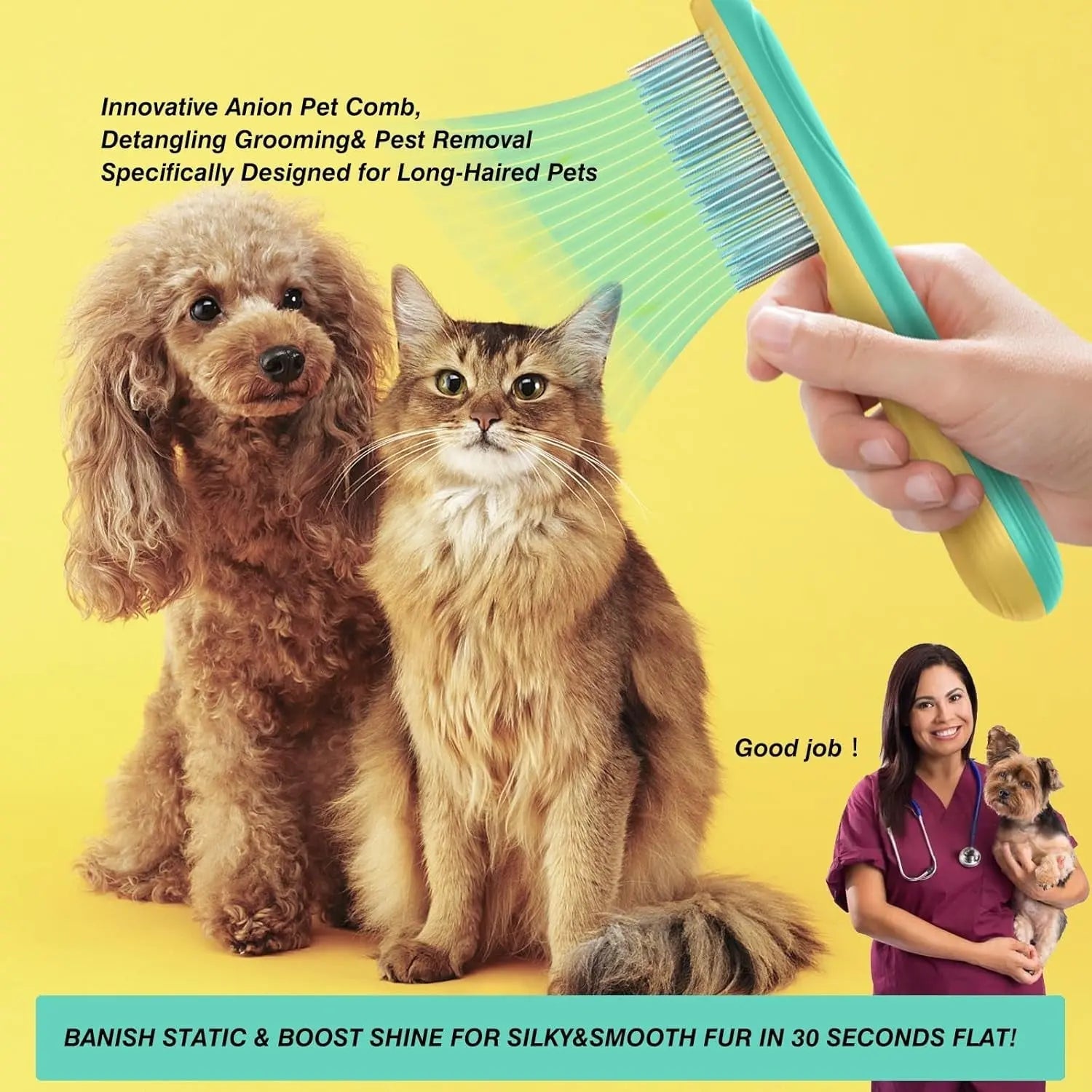 Flea Comb - Dog Cat - (Stainless Steel) - (Professional) - (Detangling Grooming Tool) - (While Supplies Last)