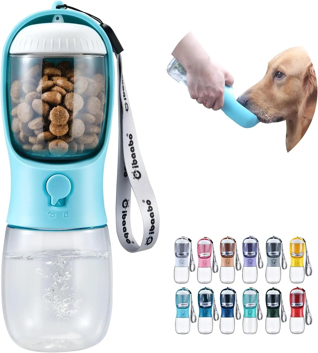 2-in-1 Portable Travel Water & Food Bottle - Dog - (12 Color Options) - (10 oz, 19 oz) - (While Supplies Last)