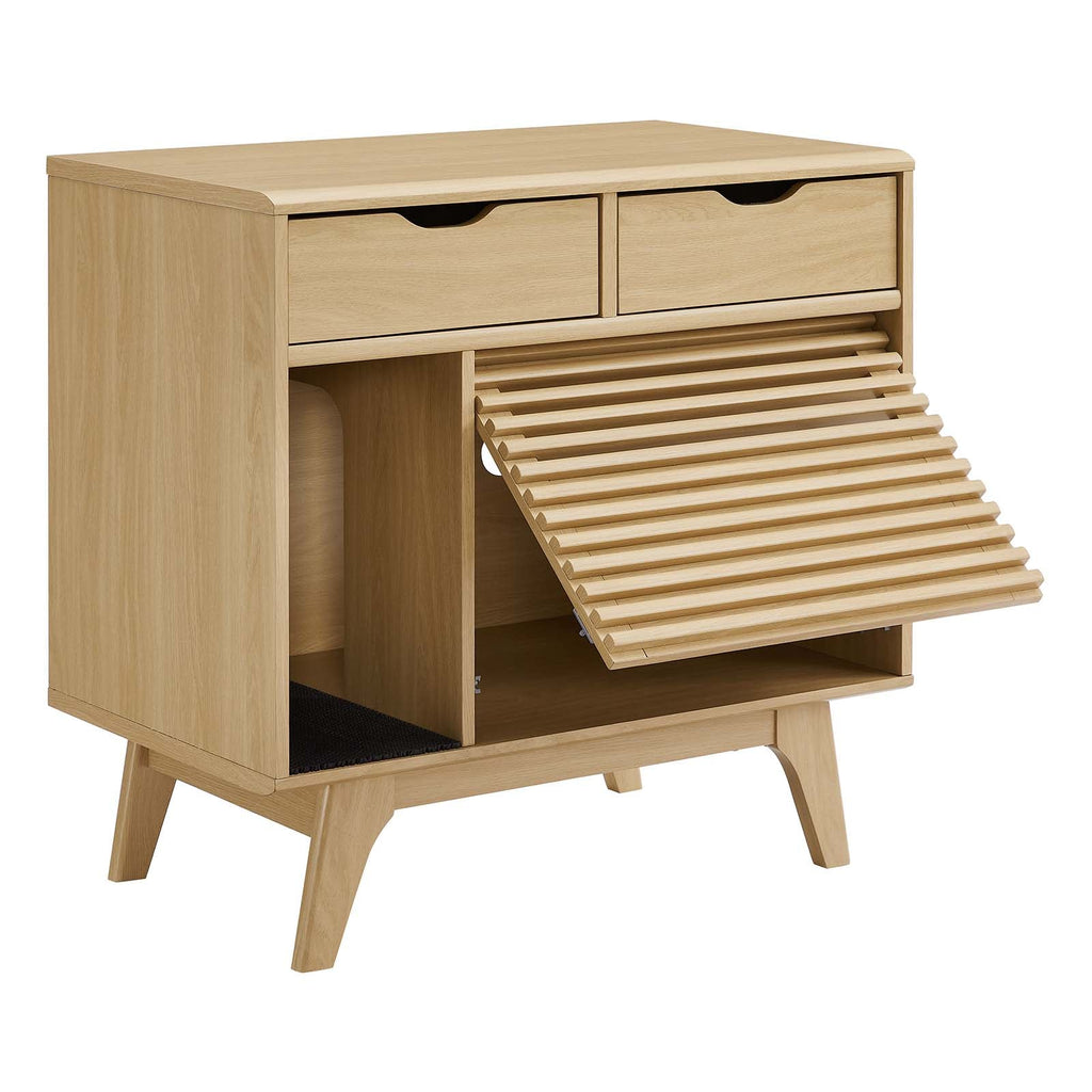 Render Cat Oak Cabinet and Litter Box Enclosure - Cat - (Mid-century Design) -  (Modway) - (While Supplies Last)