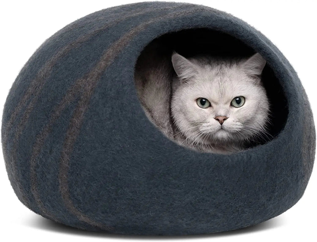 Eco-Friendly Cozy Cave  – Cat - ( Handmade 100% Merino Wool Felt Hideout) - (M,L) - (4 Color Options) - ( While Supplies Last)