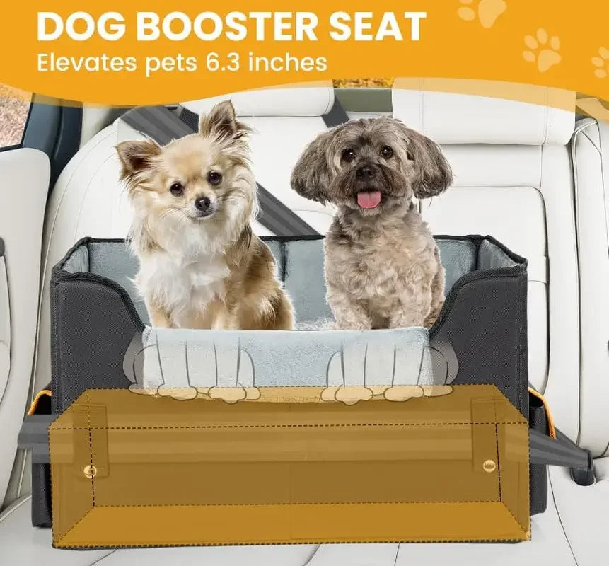 Elevated Pet Travel Car Seat Booster Bed - Dog Cat - (Plush) - (3 Color Options) - (S-XL) - (While Supplies Last)
