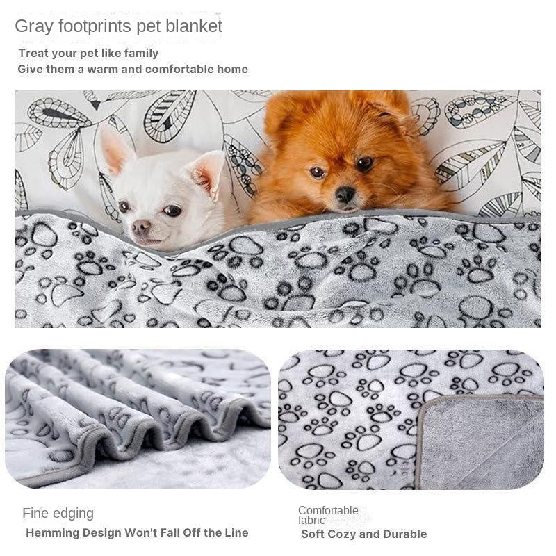 Pet Blanket - Dog   - (Grey) - (Flower Footprints) - (XS-XL)