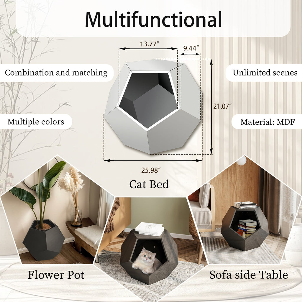 Multifunction Sofa Side Table House Enclosure, or Litter Box - Cat  -  (Black & Brown + MDF) - (While Supplies Last)