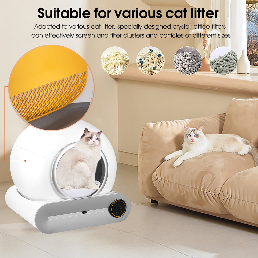 Automatic Self-Cleaning Odor Removal Litter Box - Cat - (White & Grey)