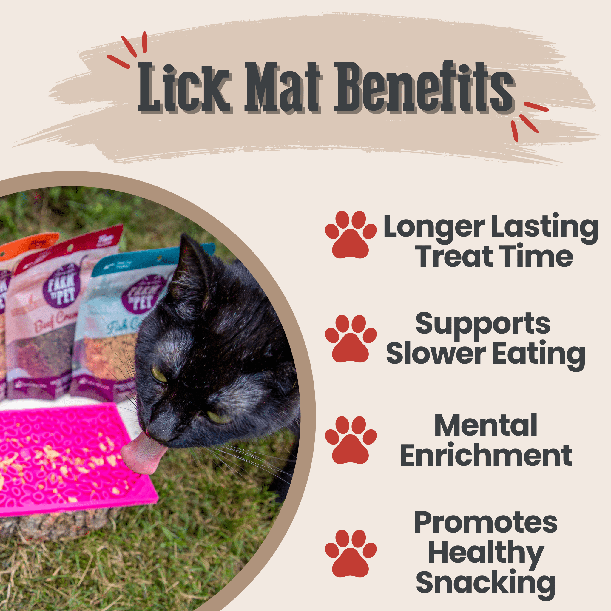 Enrichment Lick Mats - Cat -  (5 Colors/Patterns) - (While Supplies Last)