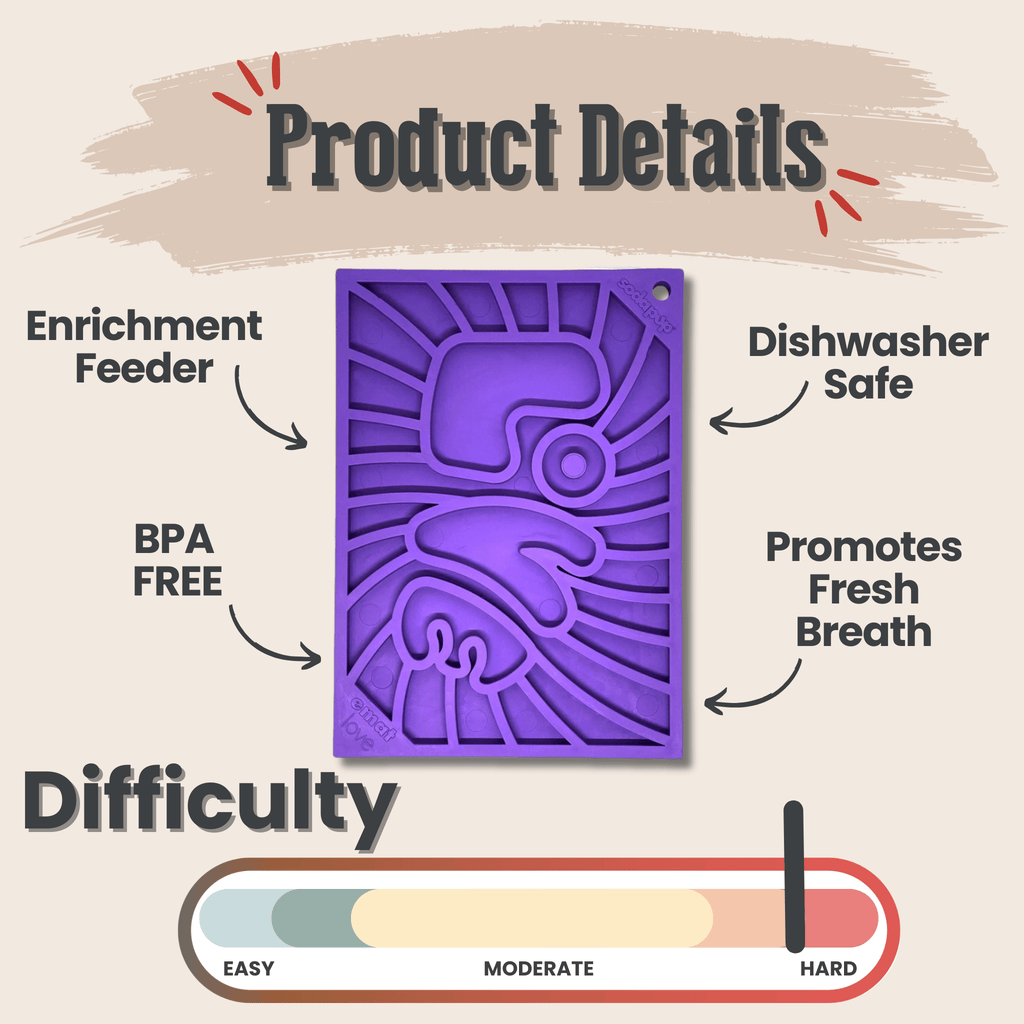 Enrichment Lick Mats - Cat -  (5 Colors/Patterns) - (While Supplies Last)