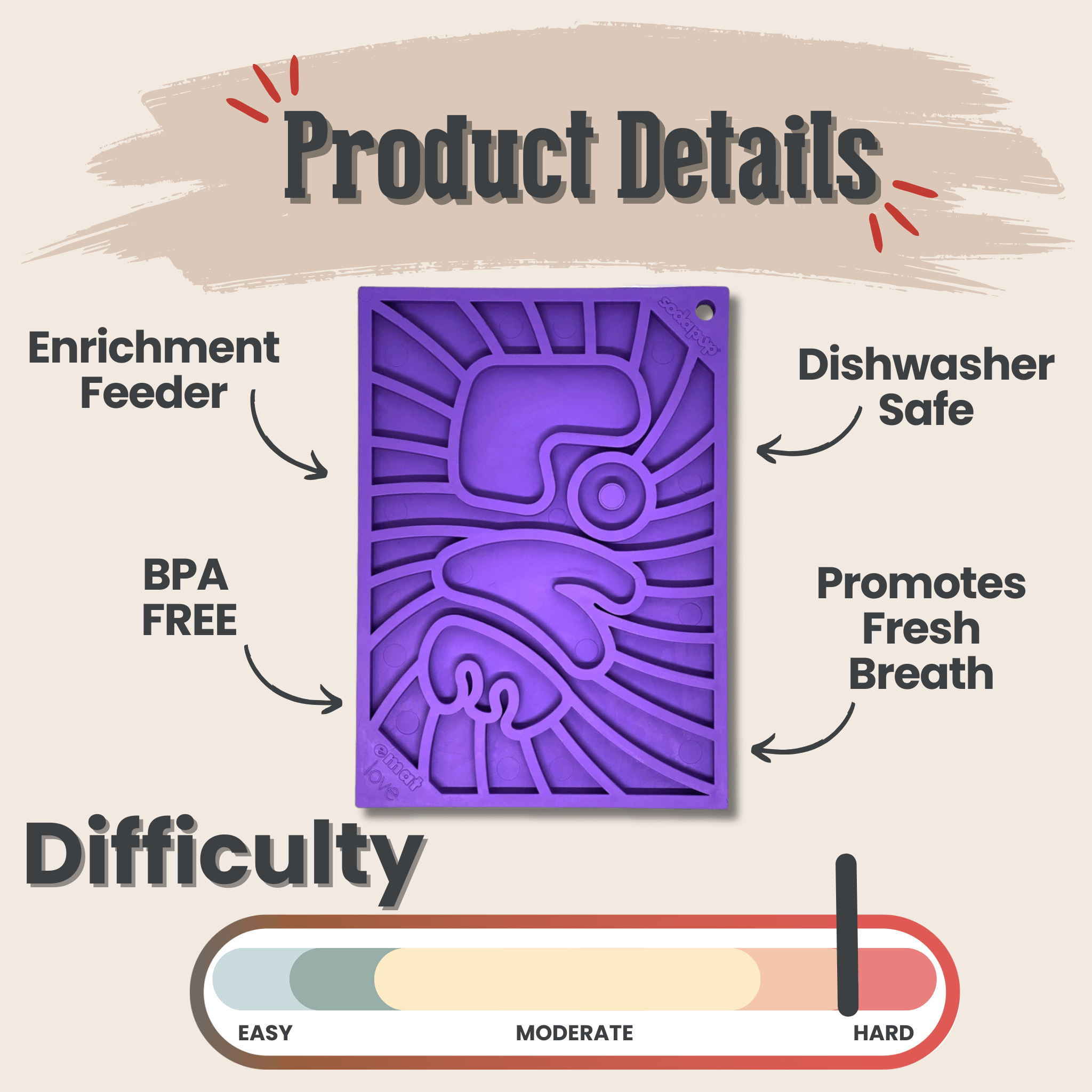 Enrichment Lick Mats - Cat -  (5 Colors/Patterns) - (While Supplies Last)