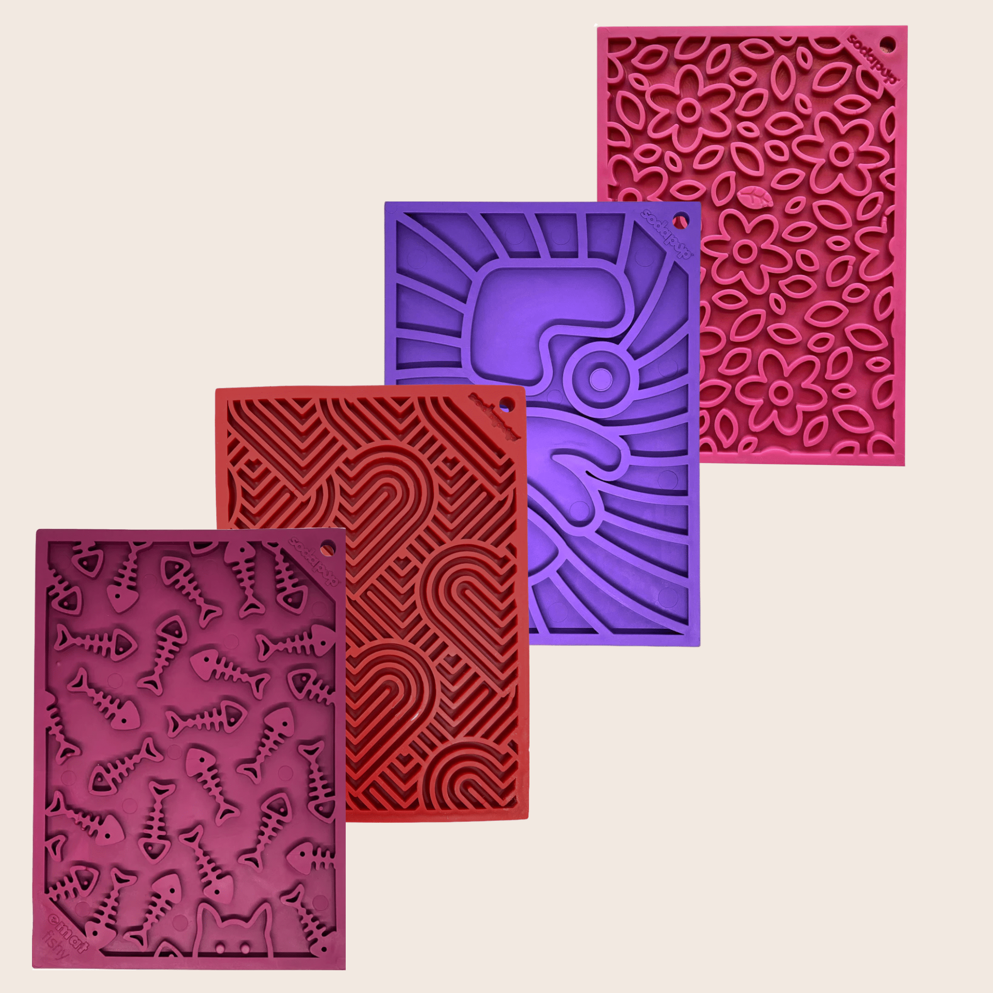 Enrichment Lick Mats - Cat -  (5 Colors/Patterns) - (While Supplies Last)