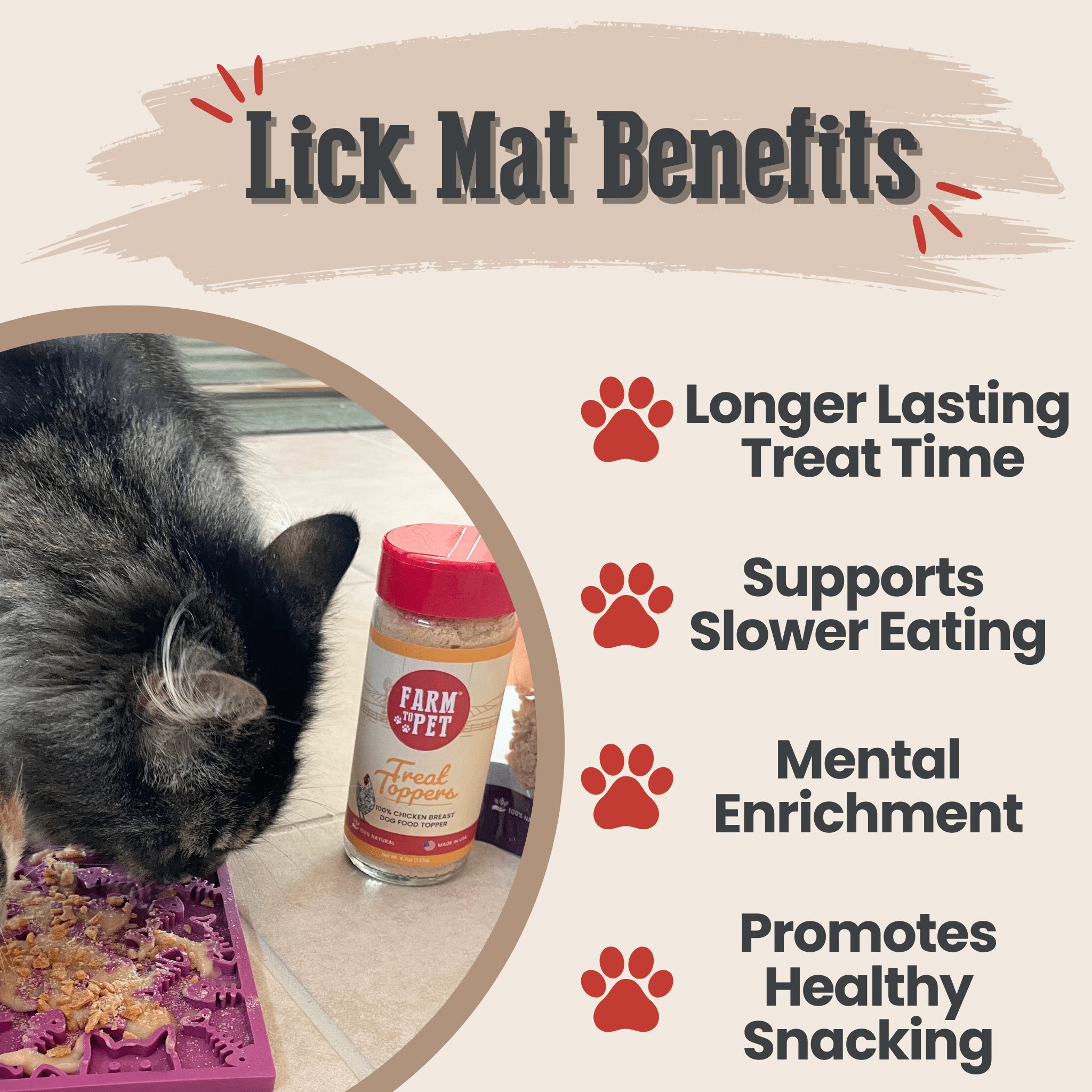 Enrichment Lick Mats - Cat -  (5 Colors/Patterns) - (While Supplies Last)