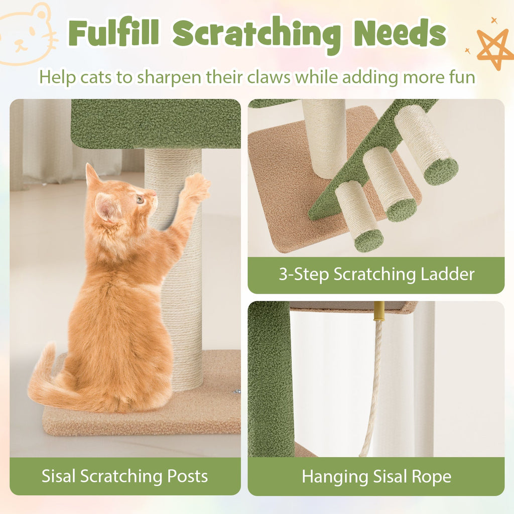 Floor to Ceiling Green Cat Tree with Extra Post