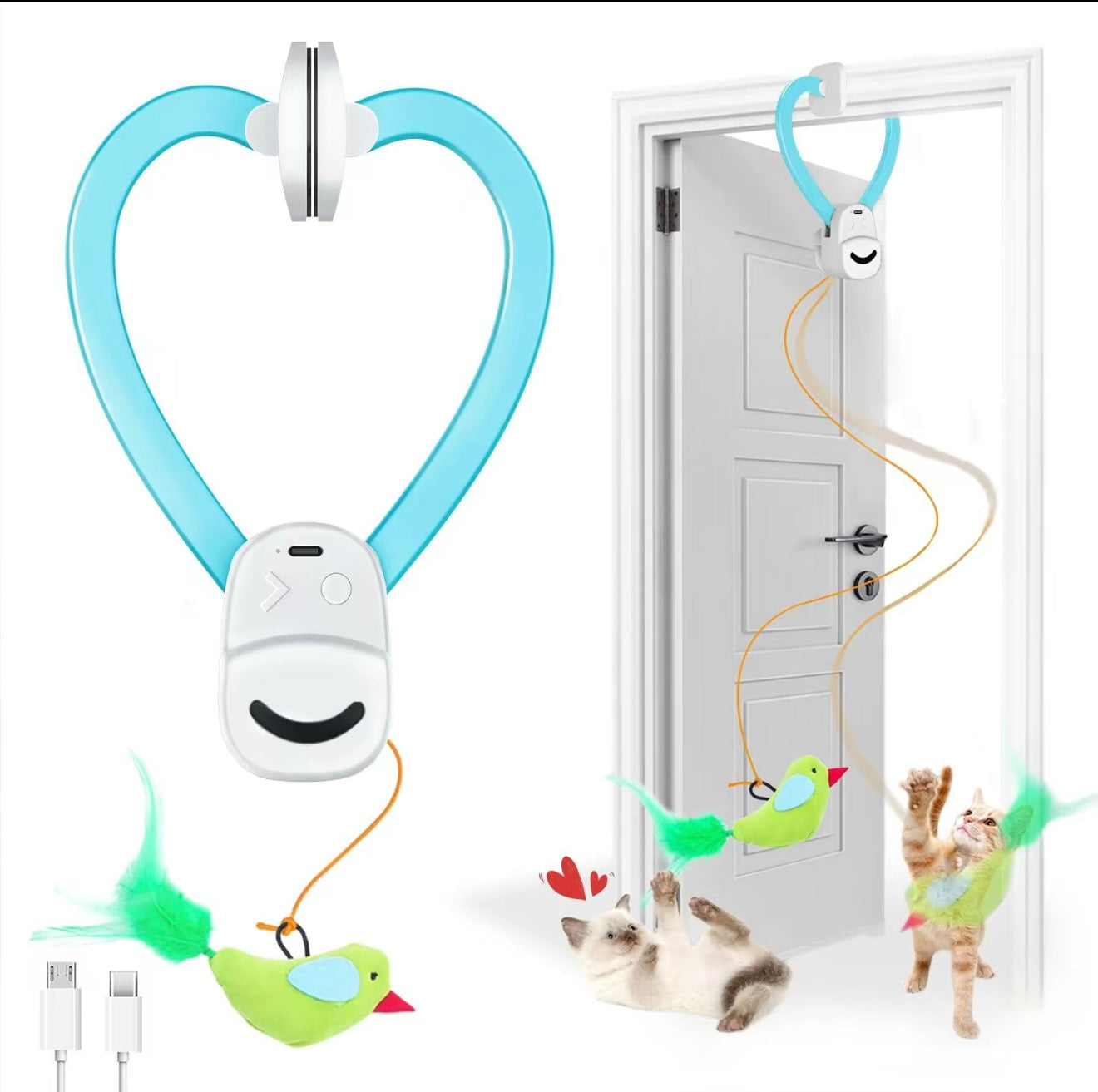 FlyChase Toy - Cat - (Interactive and Rotating Flying Bird) - (3 Color Options) - (While Supplies Last)