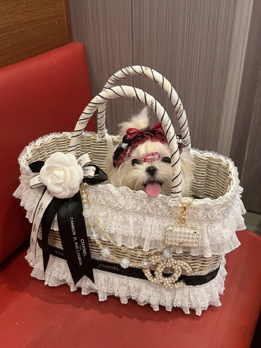 Lace Pet Carrier Basket  -  Dog Cat - (Luxury) - (Princess Boutique Style) - (Lightweight) - (While Supplies Last)