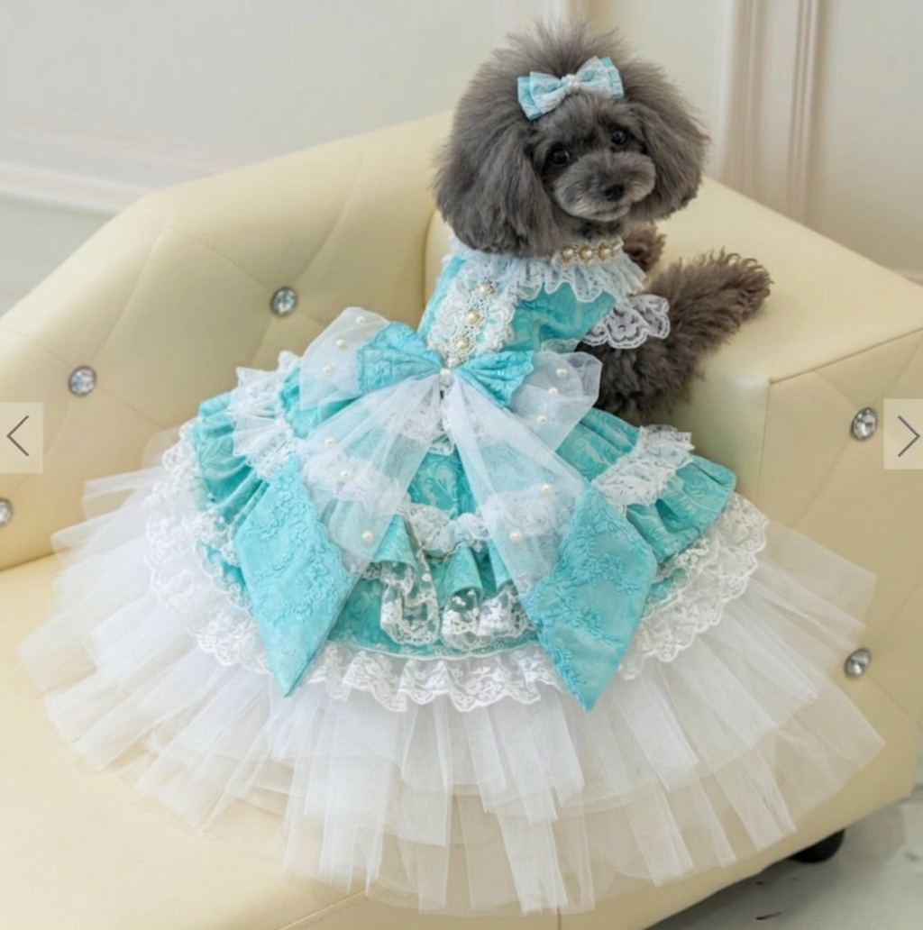 Princess Wedding Dress with Crinoline Train - Dog - (Elegant) - (Vintage) - (XS-2XXL) and Customizable- (Rococo) - (While Supplies Last)