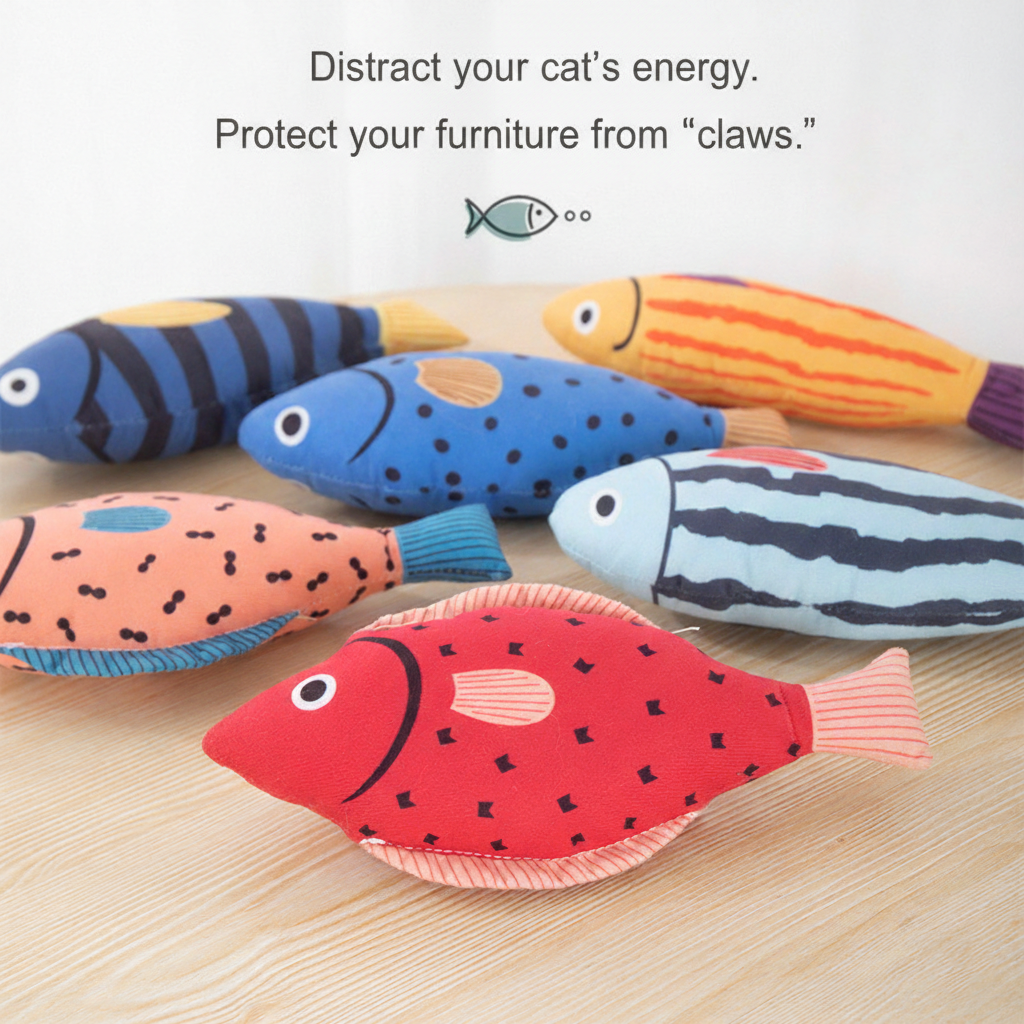 Catnip Fish Plush Toy with Bell - Cat - (5 Style Options) - (While Supplies Last)