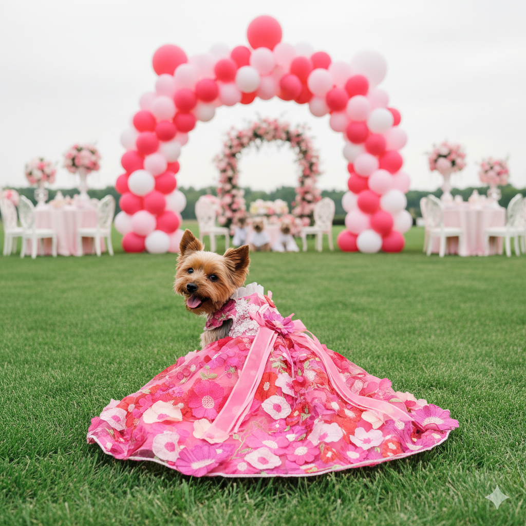 Rosy Bloom Princess Couture Dress - Princess Dog - (XS-XL) and Customizable  - (While Supplies Last)