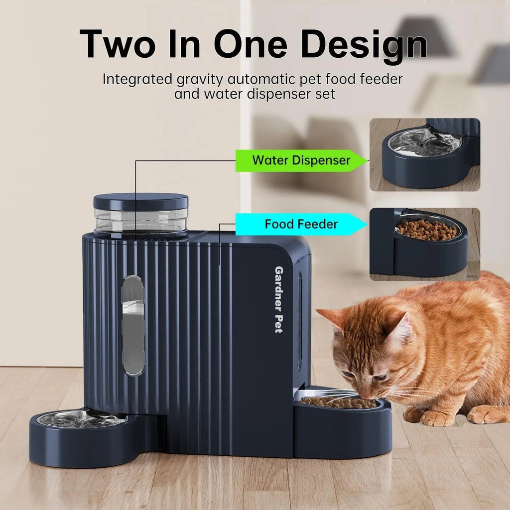 Gravity Dog Cat Feeder of Food & Water with Bowls