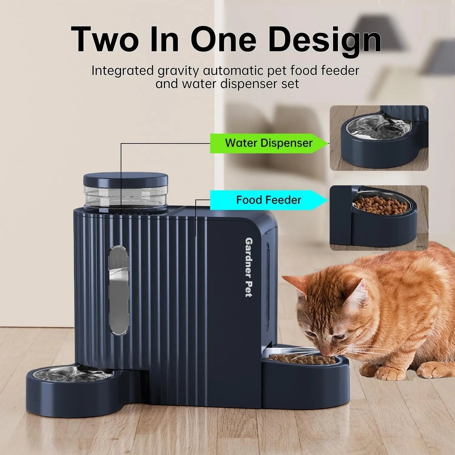 Gravity Dog Cat Feeder of Food & Water with Bowls