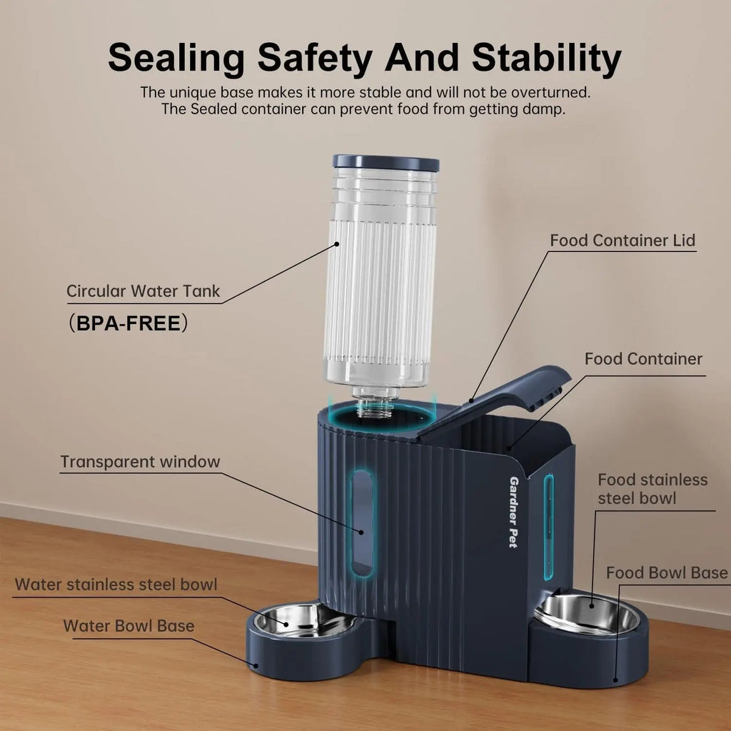 Gravity Dog Cat Feeder of Food & Water with Bowls