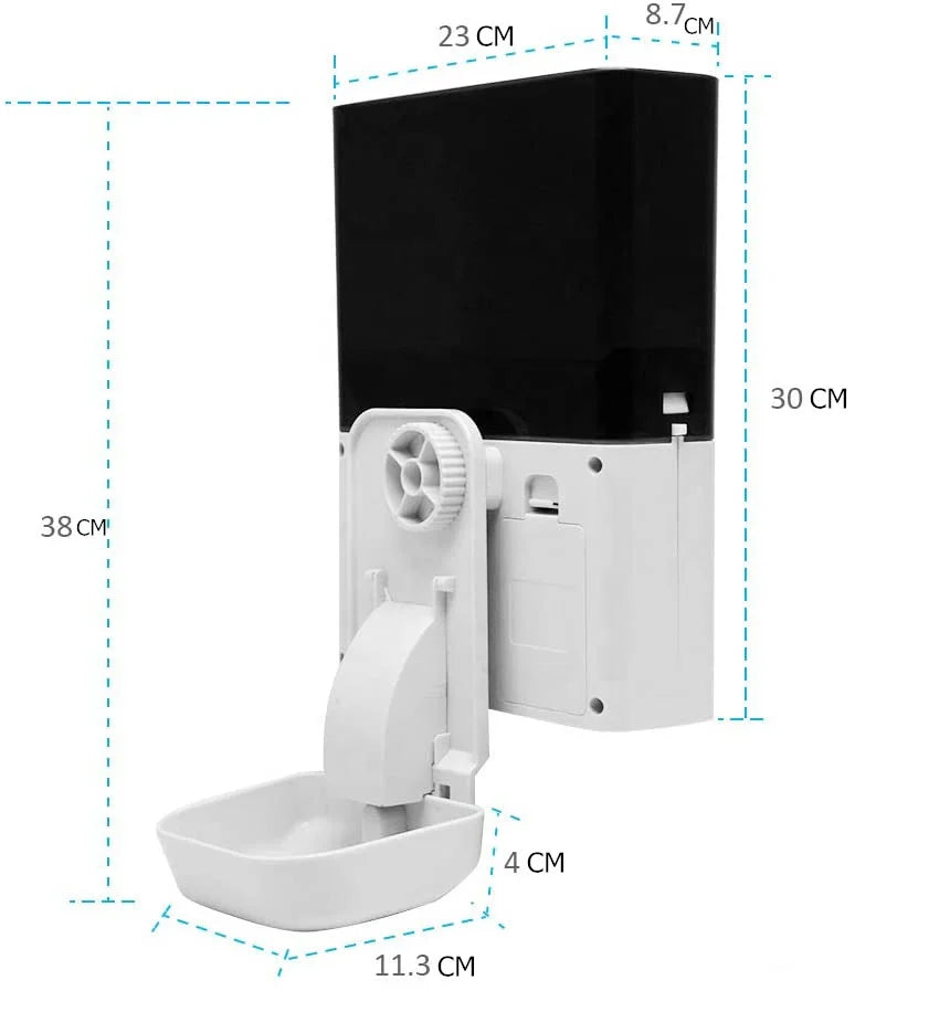 Hanging Pet Cage Food Feeder - Dog - (2.5L Capacity) - (Automatic Timed) - (S Dog) - (White/Black)