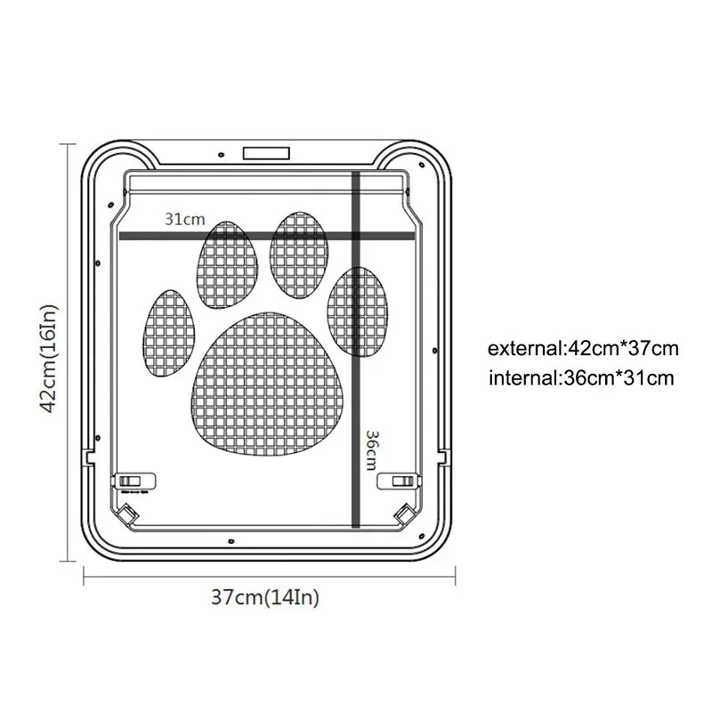 Adjustable & Safe 4-Way Lockable Door Flap - Dog Cat
