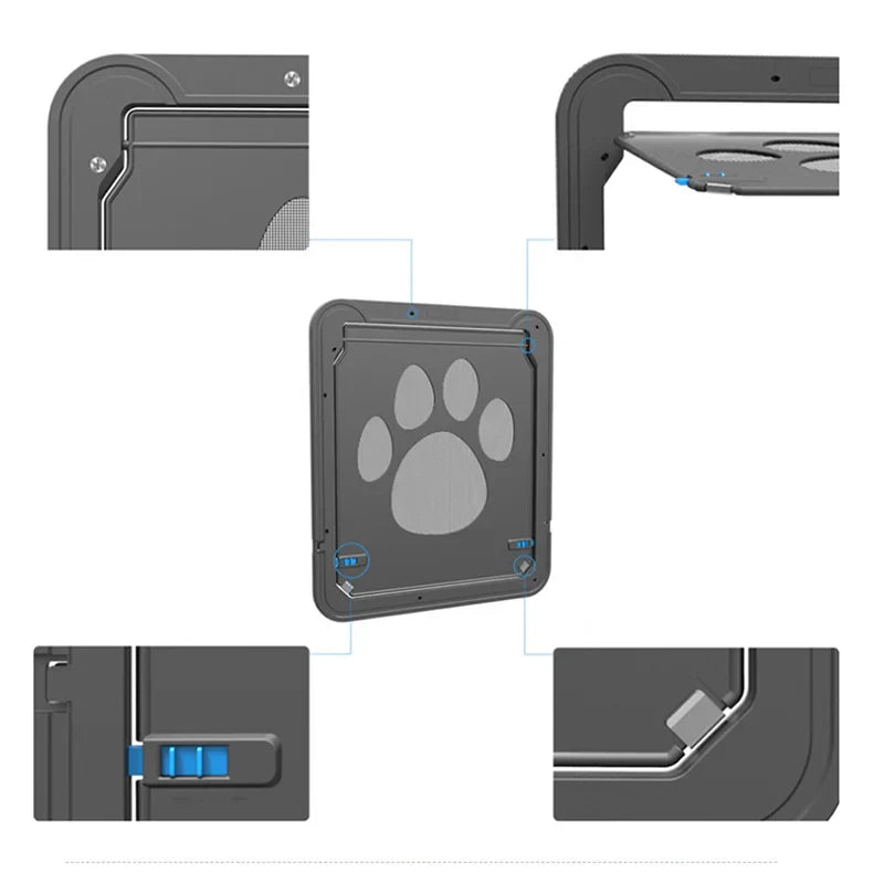 Adjustable & Safe 4-Way Lockable Door Flap - Dog Cat