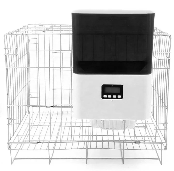 Hanging Pet Cage Food Feeder - Dog - (2.5L Capacity) - (Automatic Timed) - (S Dog) - (White/Black)