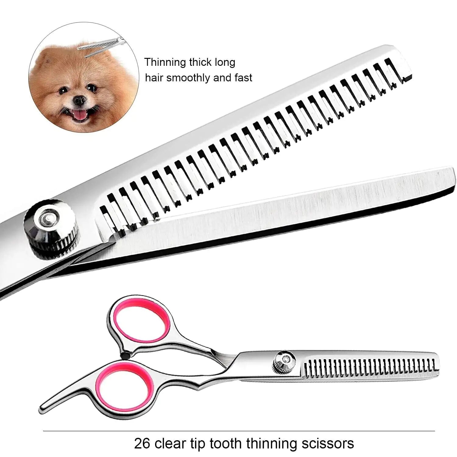 Grooming Scissors Kit -  Dog - (Stainless Straight) - (Curved Thinning Shears) - (While Supplies Last)