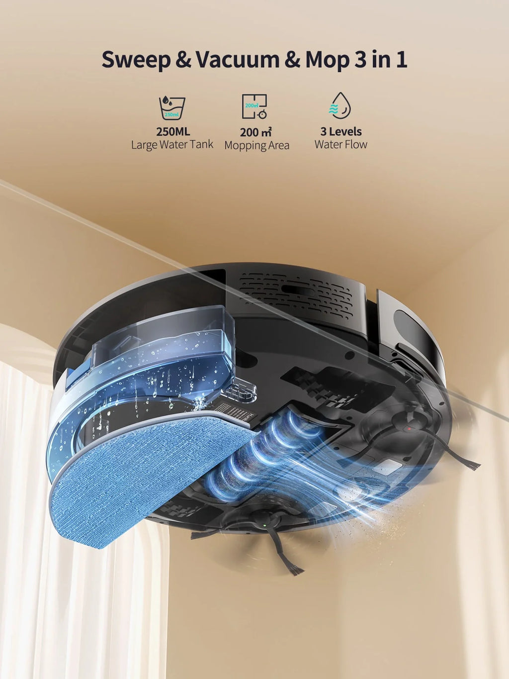 3-in-1 Pro Robot Vacuum, Sweeper, and Mopper -  Remove Pet Hair, Dust, and Debris with Ease  - (Black) - (Honiture G20)