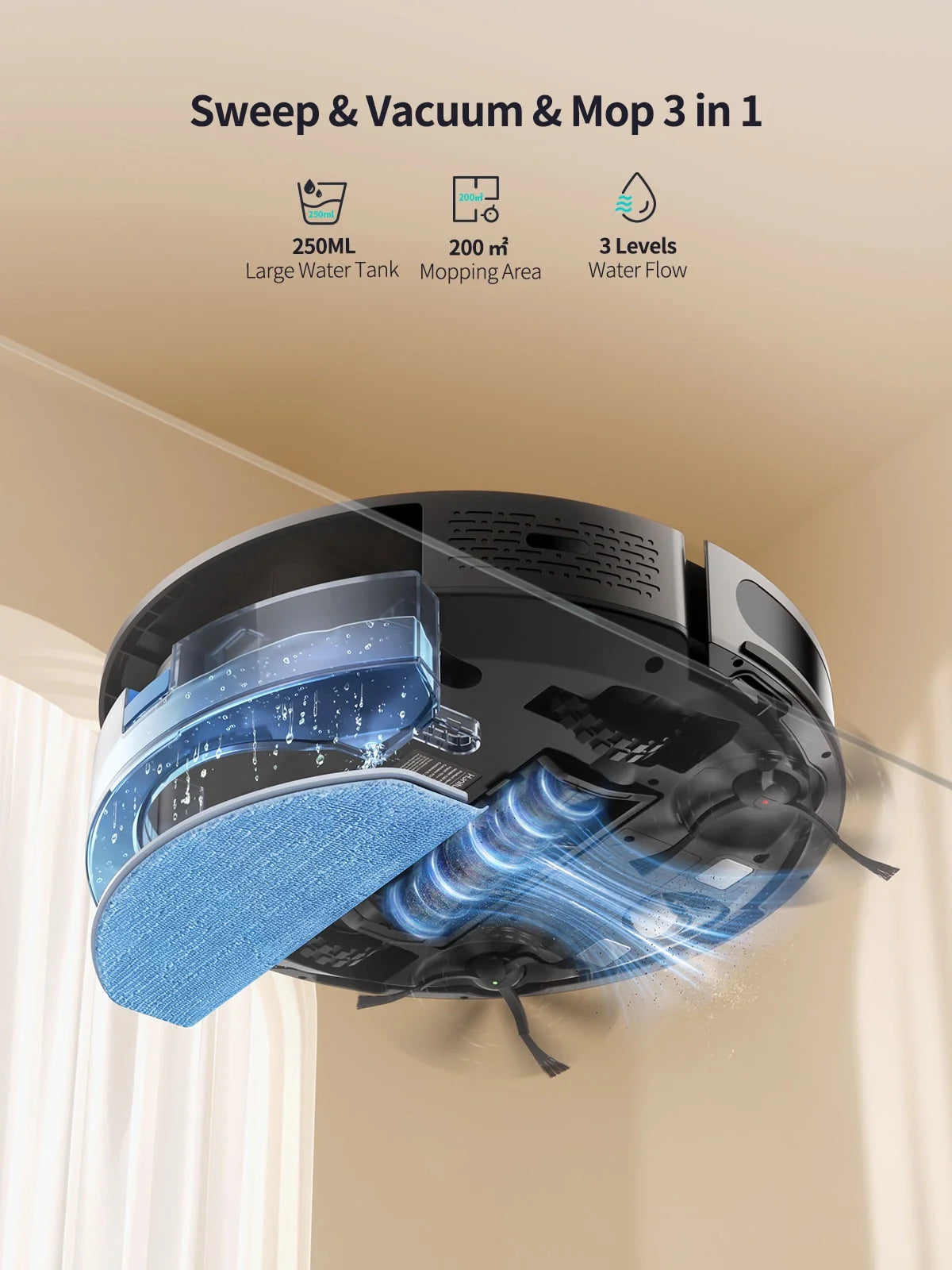 3-in-1 Pro Robot Vacuum, Sweeper, and Mopper -  Remove Pet Hair, Dust, and Debris with Ease  - (Black) - (Honiture G20)