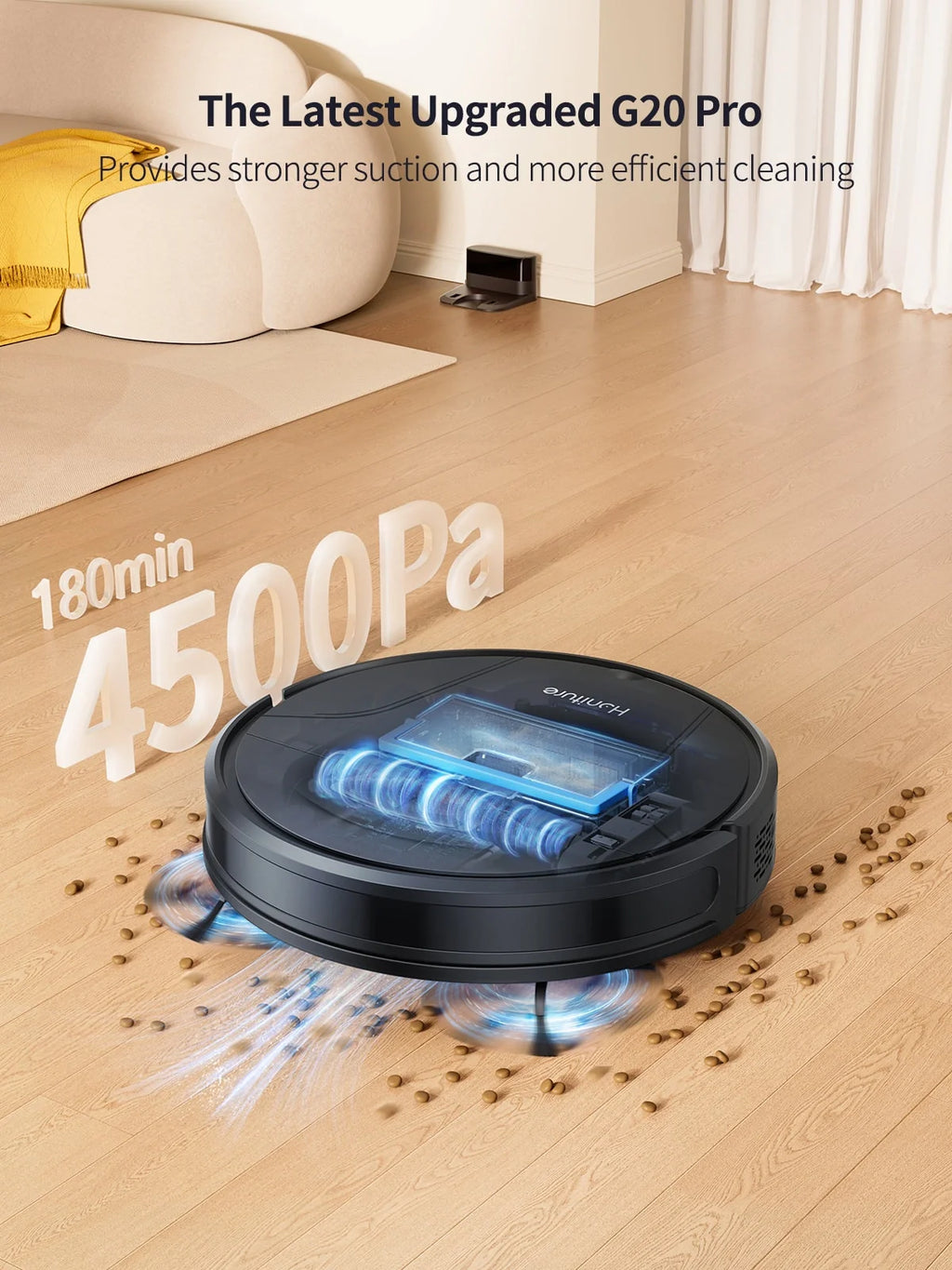 3-in-1 Pro Robot Vacuum, Sweeper, and Mopper -  Remove Pet Hair, Dust, and Debris with Ease  - (Black) - (Honiture G20)