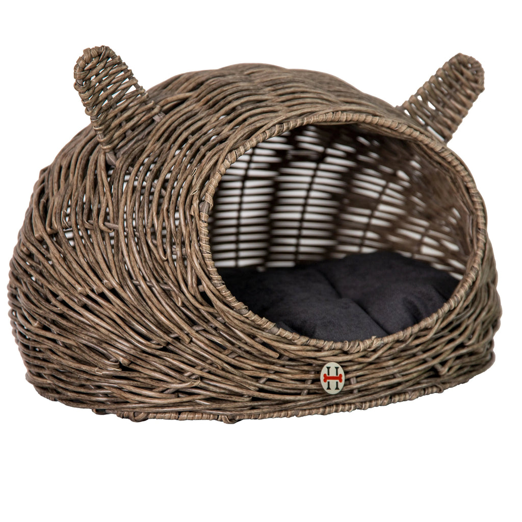 Huntley Wicker Bed - Cat  - ( Brown, Grey) -  (Cat-Shaped) - (While Supplies Last)