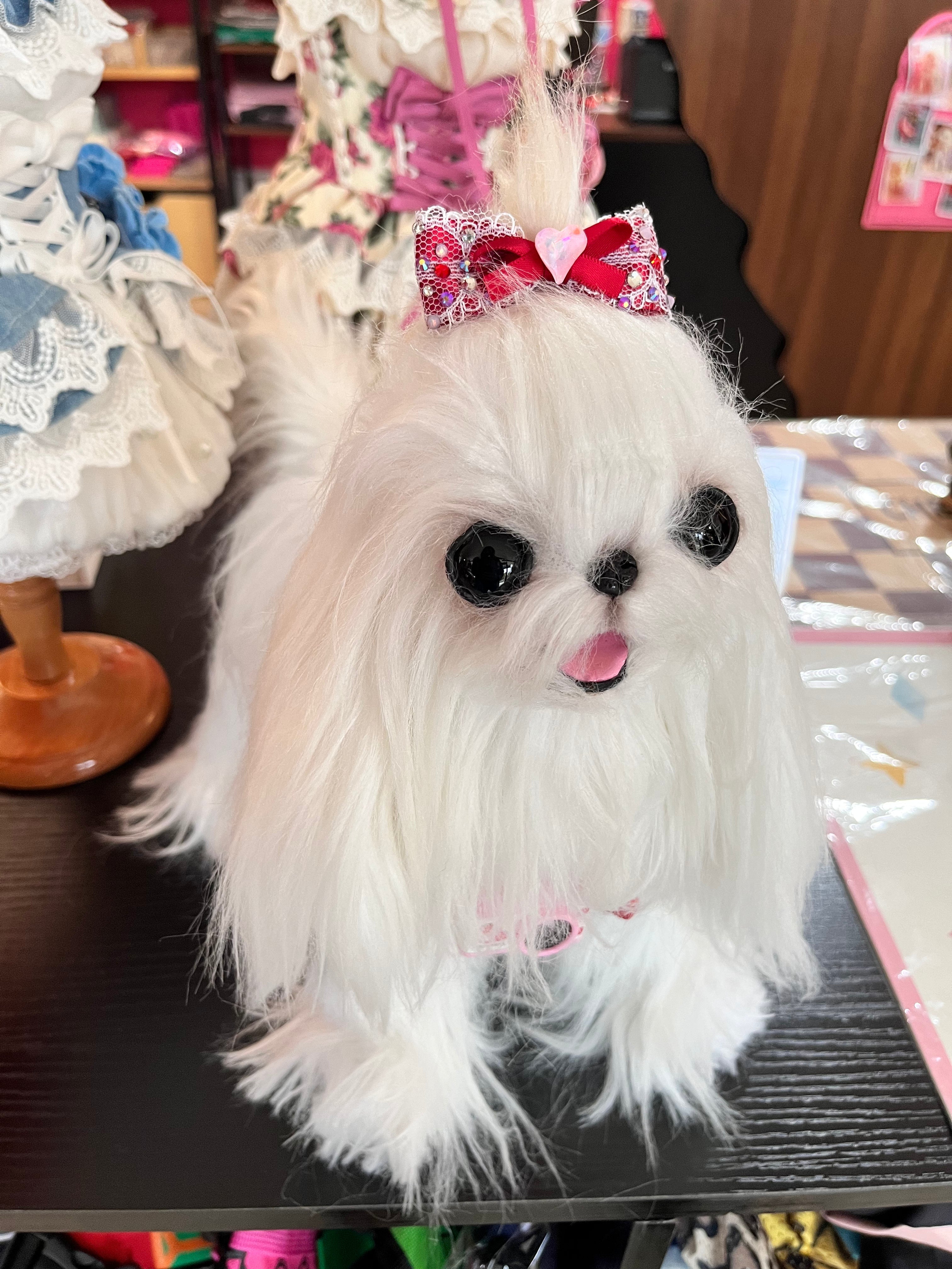 Lace Bow Hair Clip with Heart Crystal - (Red, Yellow) - Dog Cat -  (While Supplies Last)