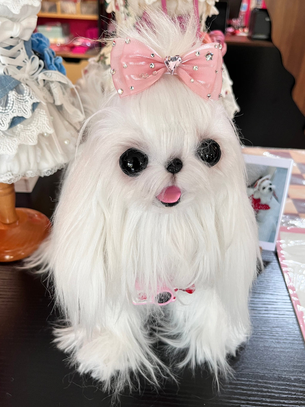 Pet Accessories Rhinestone Heart Bow Hair Clip