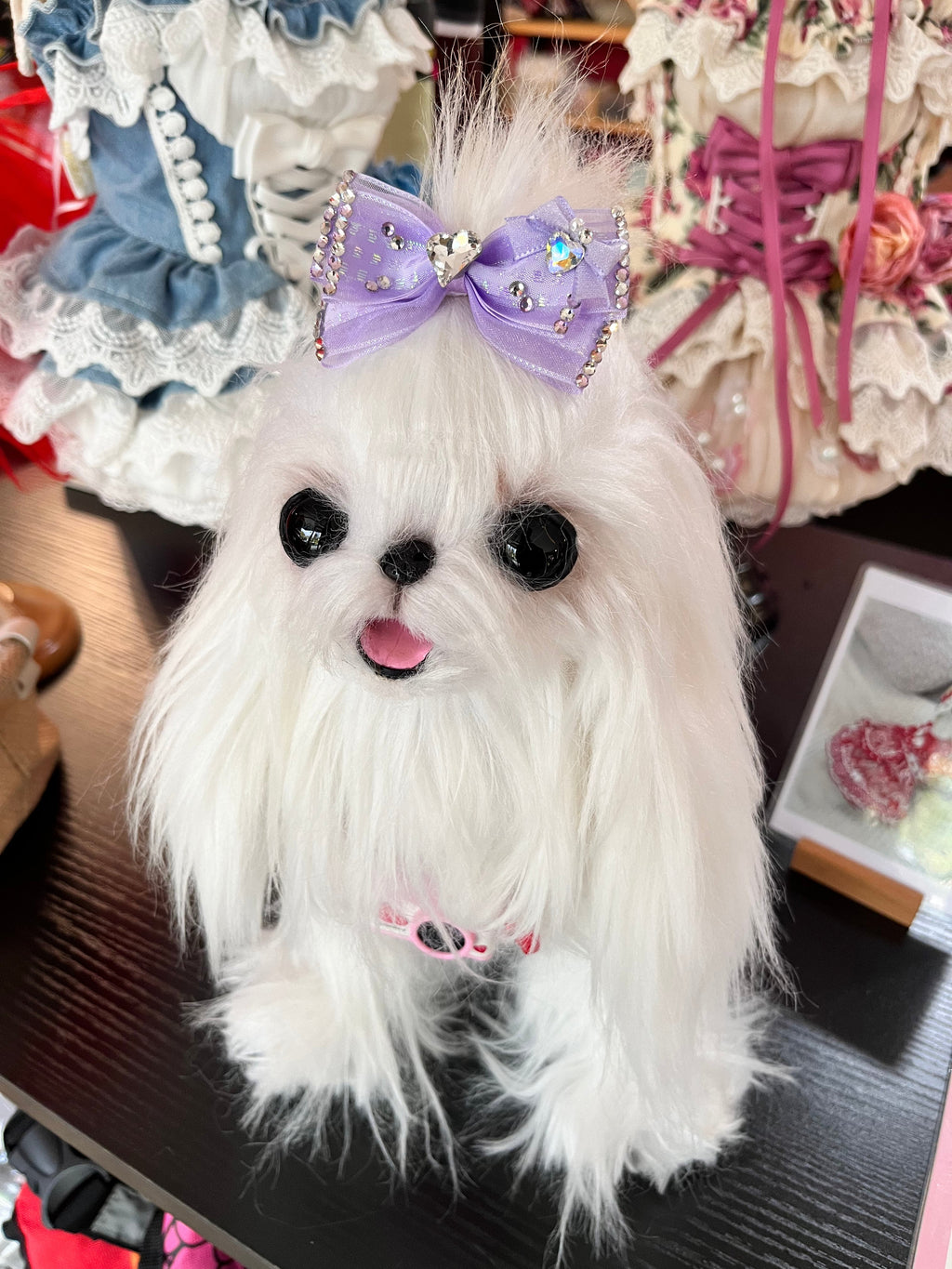 Rhinestone Heart Tulle Bow Hair Clip - (Yellow, Purple) - Dog Cat   (While Supplies Last)