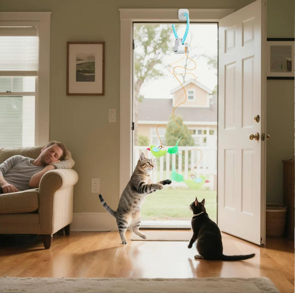 FlyChase Toy - Cat - (Interactive and Rotating Flying Bird) - (3 Color Options) - (While Supplies Last)