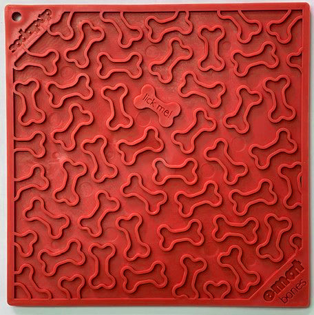 Anxious Dog: Try this Relief Enrichment Lick Mat (Bones) (Purple & Red)
