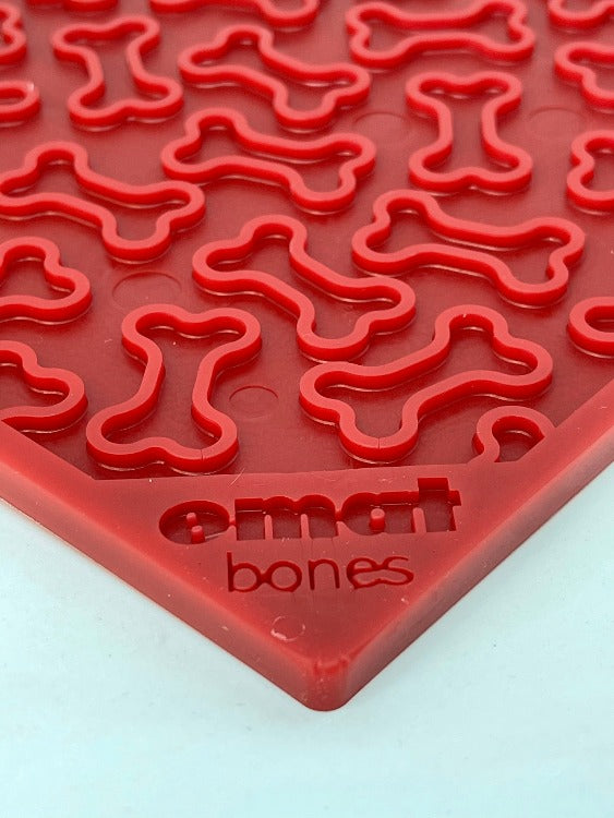Anxious Dog: Try this Relief Enrichment Lick Mat (Bones) (Purple & Red)